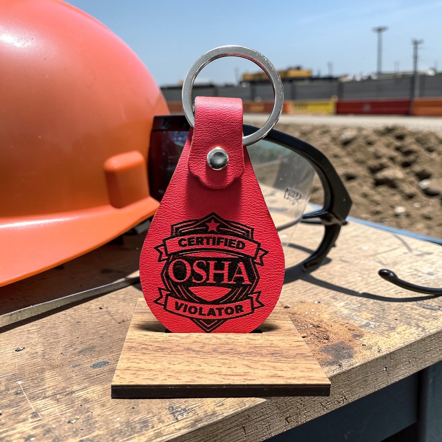 OSHA Violator Leather Keychain Fob