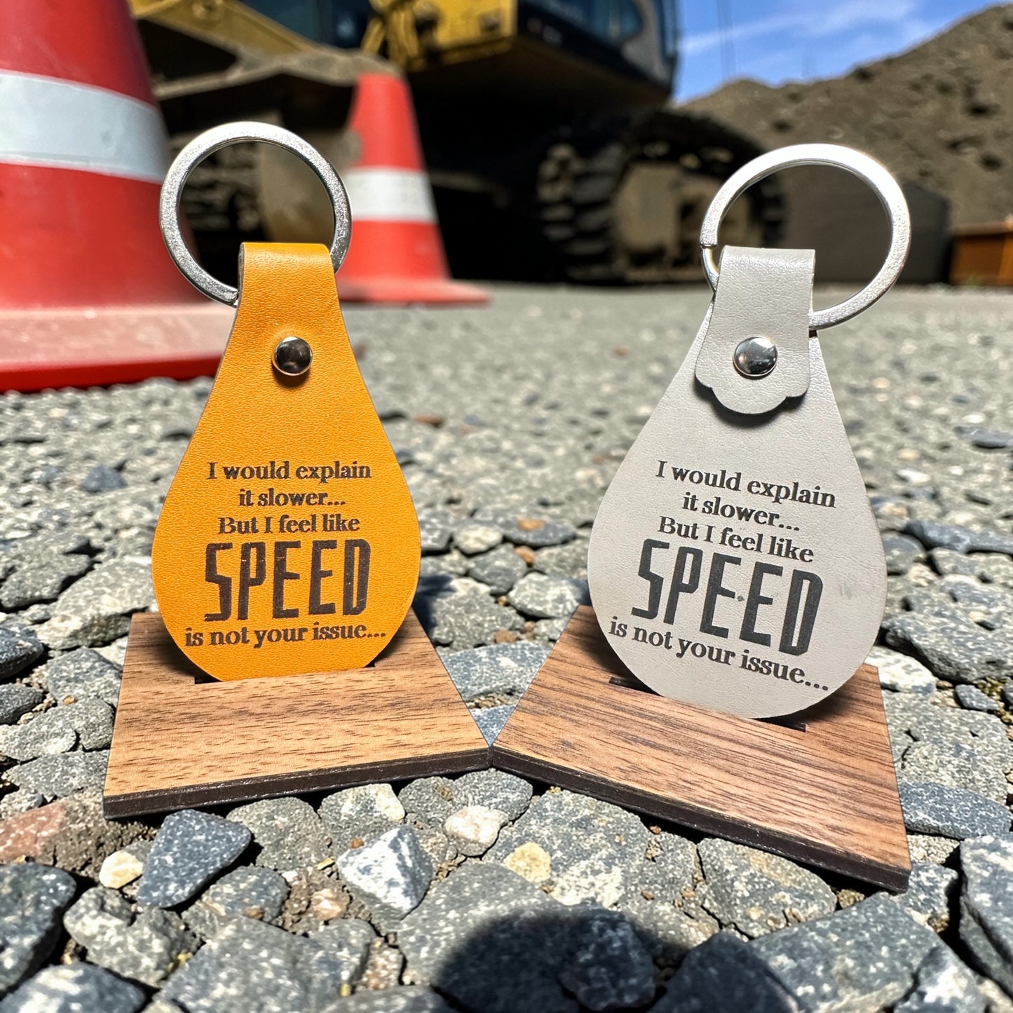 Speed Is Not The Problem Leather Keychain Fob