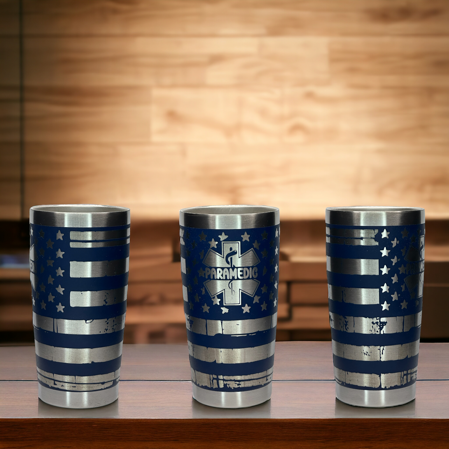 Paramedic - American Flag ENGRAVED Tumbler