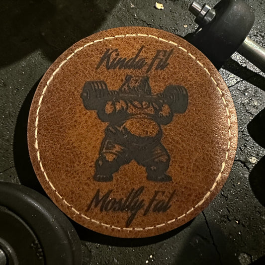 Kinda Fit-Mostly Fat 2.5-inch brown leather patch (Iron On)