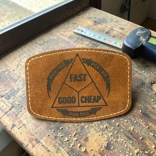 Good-Fast-Cheap leather oval patch (Iron On)