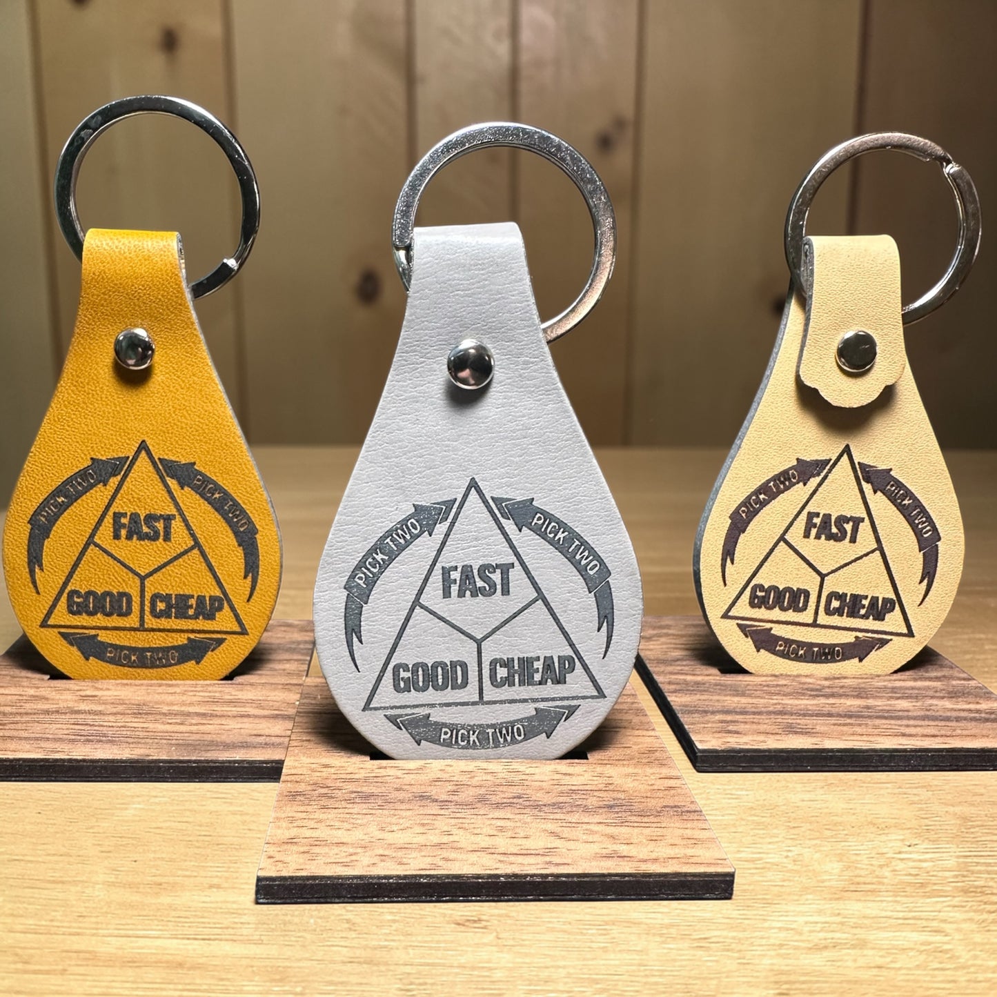 Good-Fast-Cheap Leather Keychain Fob